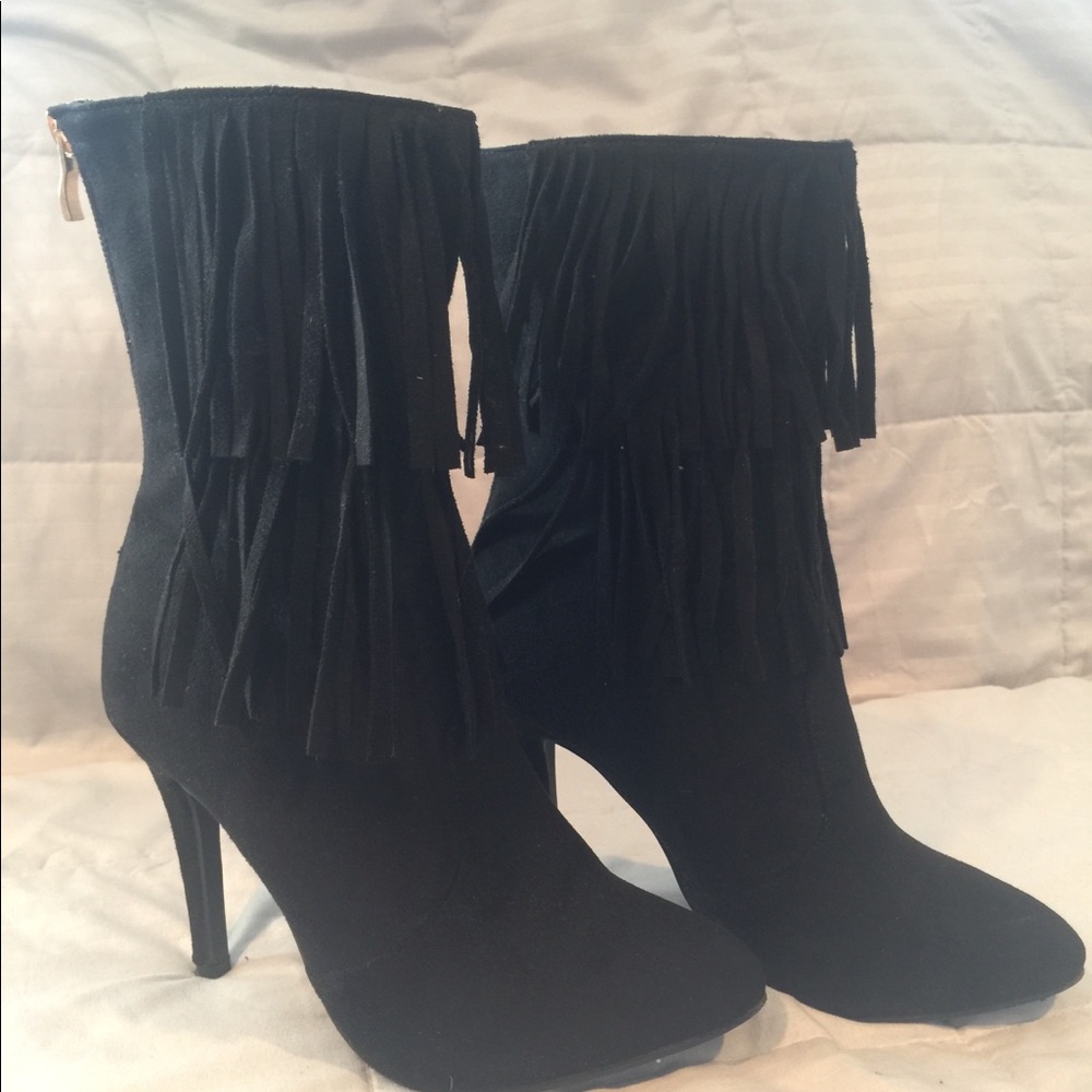 Fringe Booties 3” Heels